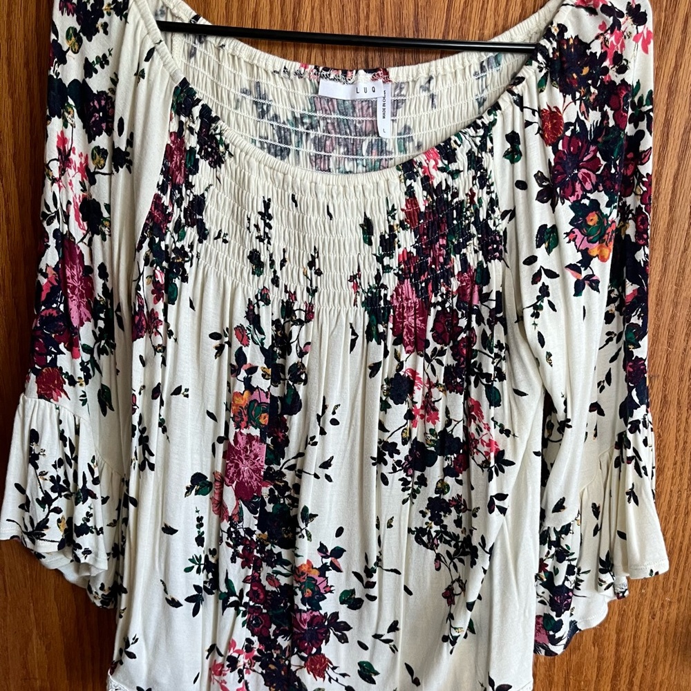 Stitch Fix: Julliet Crochet Detail Smocked Knit Top